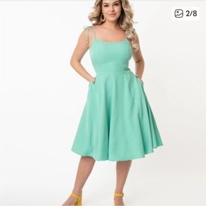 Unique Vintage Bobbie Swing Dress Mint Green